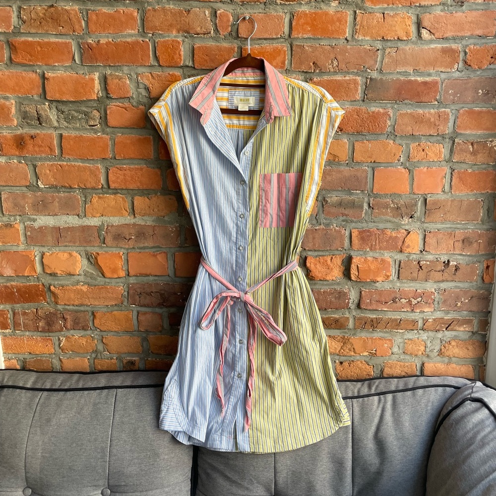Maeve Botton Down Sleeveless Striped Dress